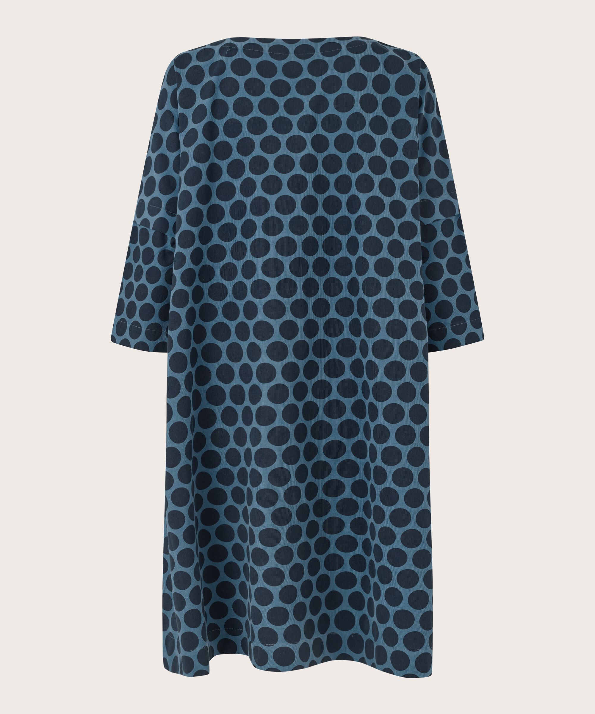 gepunktetes Samtkleid mit 3/4-Ärmeln, Navy Blazer