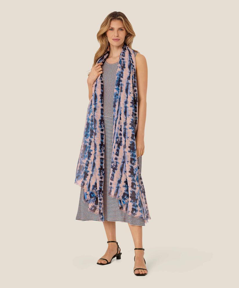 Schal mit Batikmuster aus Baumwollmischung, Navy Peony