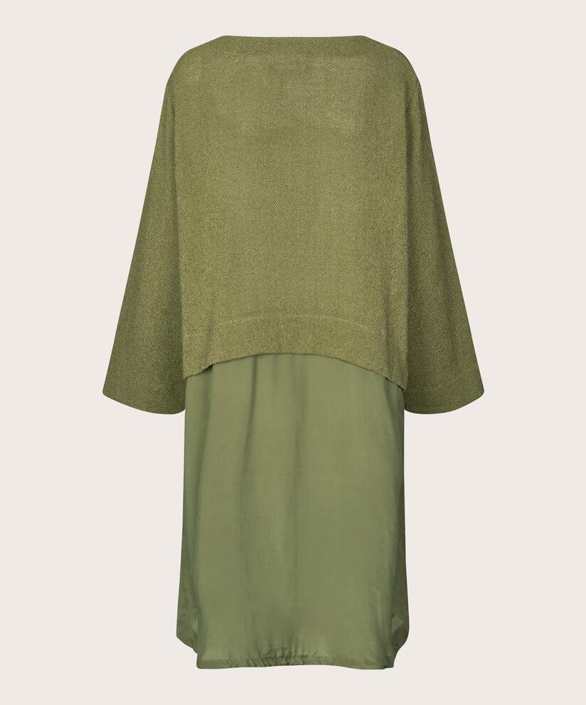 Kleid mit Bouclé-Oberteil und Viskose-Rock, Loden Green