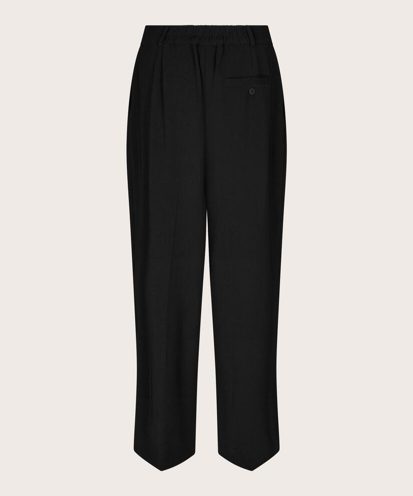 Hose mit hoher Taille und Falten vorne, Black