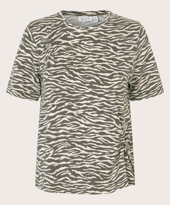 bedrucktes T-Shirt mit Knotendetails, Raven