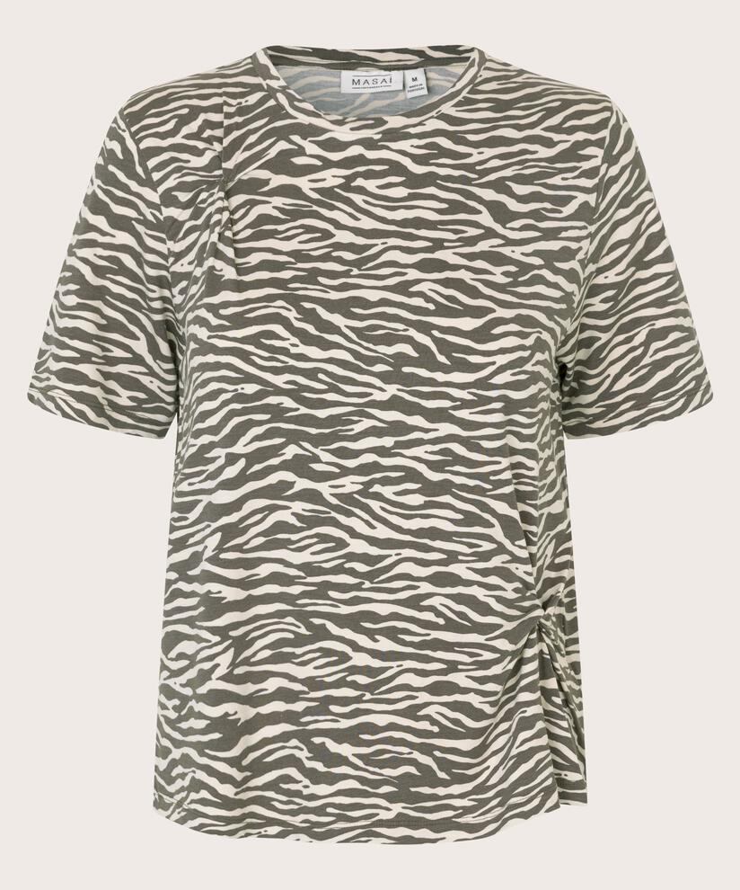 bedrucktes T-Shirt mit Knotendetails, Raven