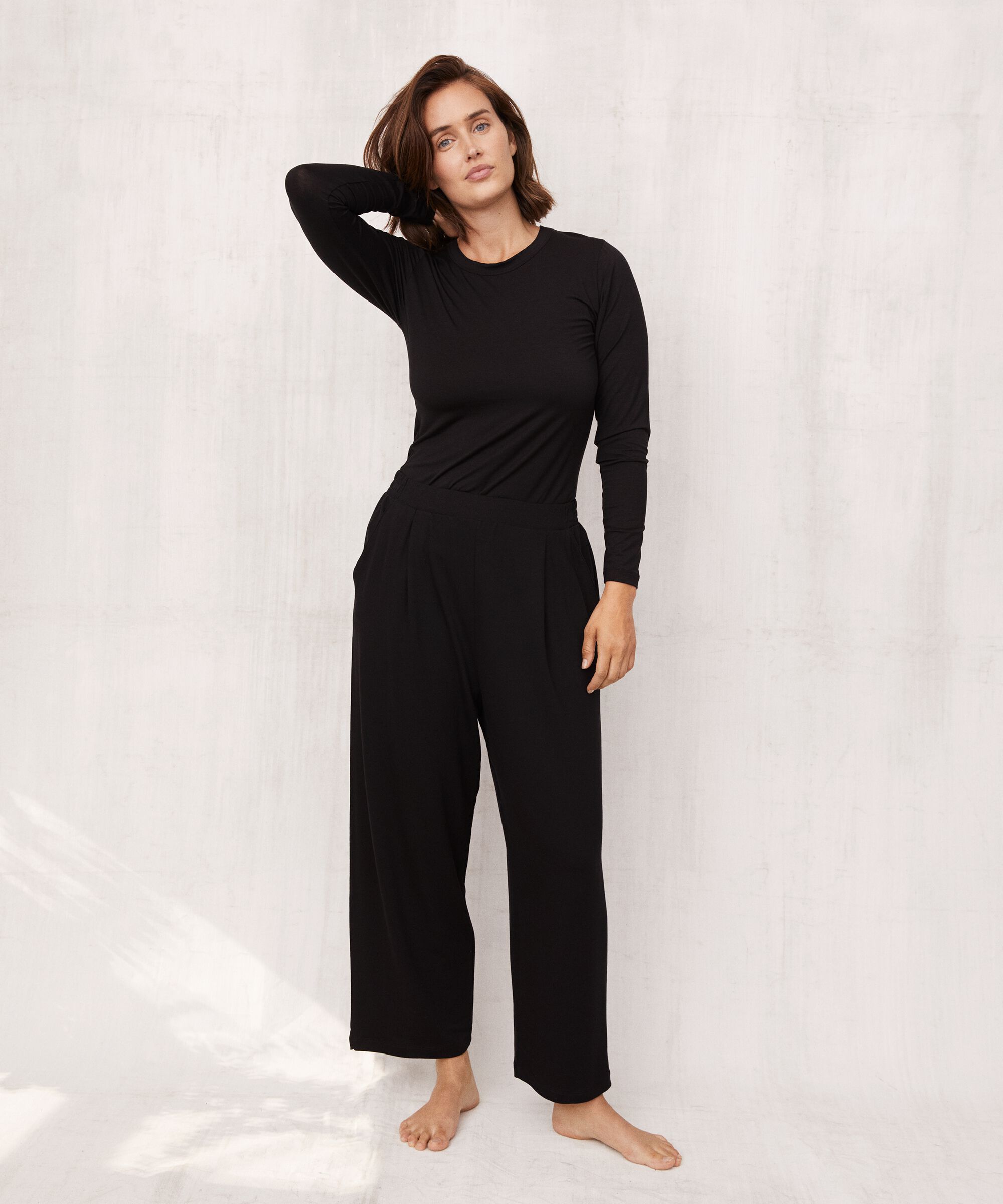 Jerseyhose mit Falten vorne, Black