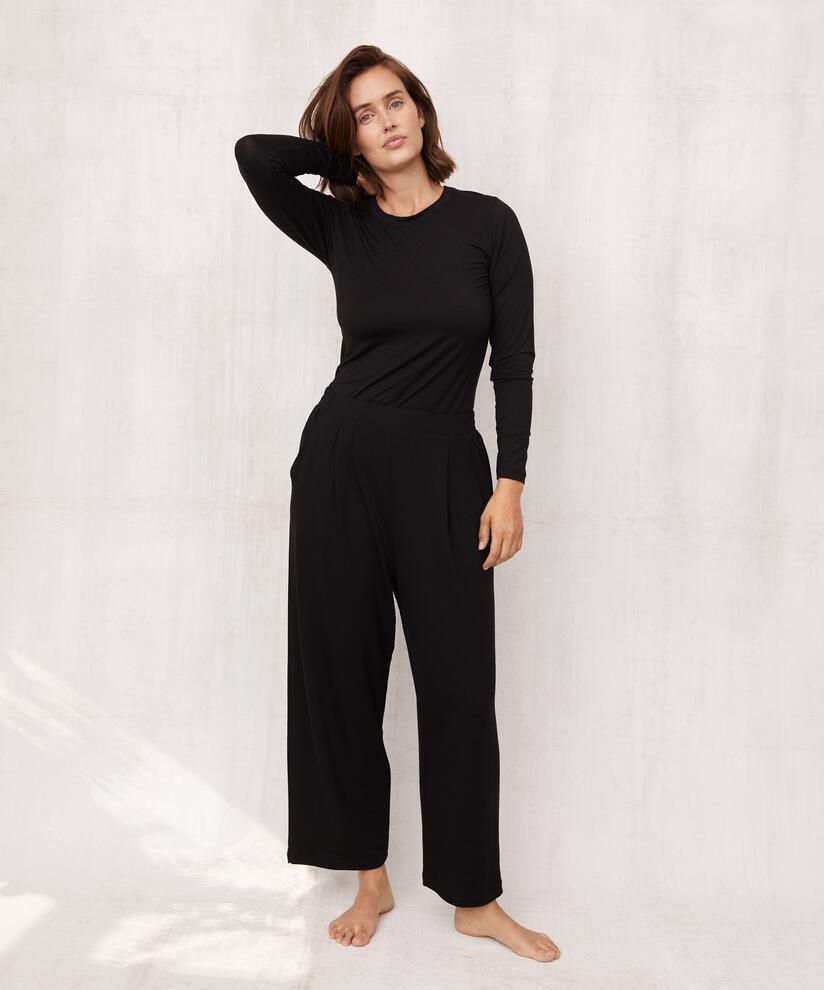 Jerseyhose mit Falten vorne, Black