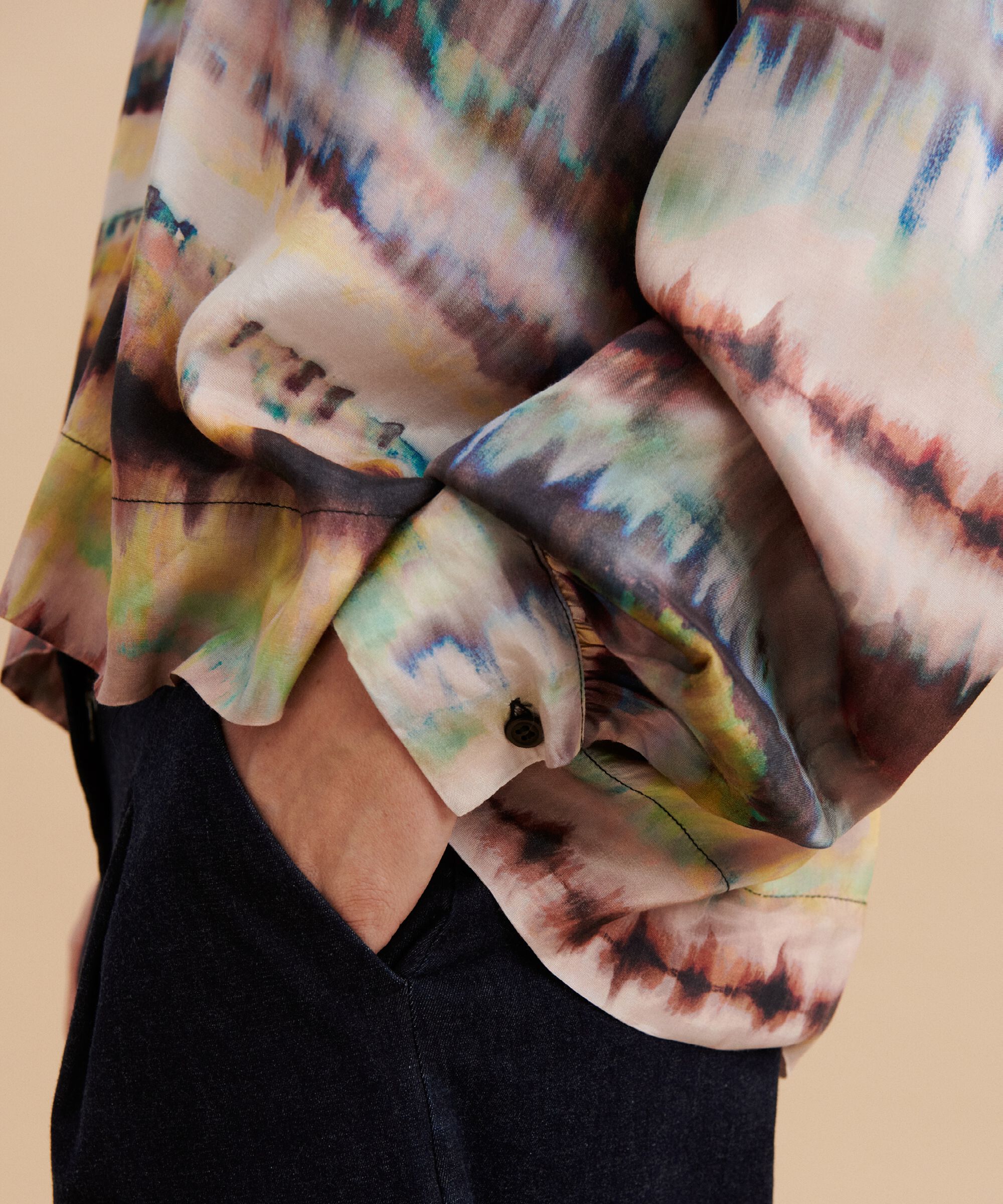 V-Ausschnitt-Bluse mit Knopfleiste, Misty Rose