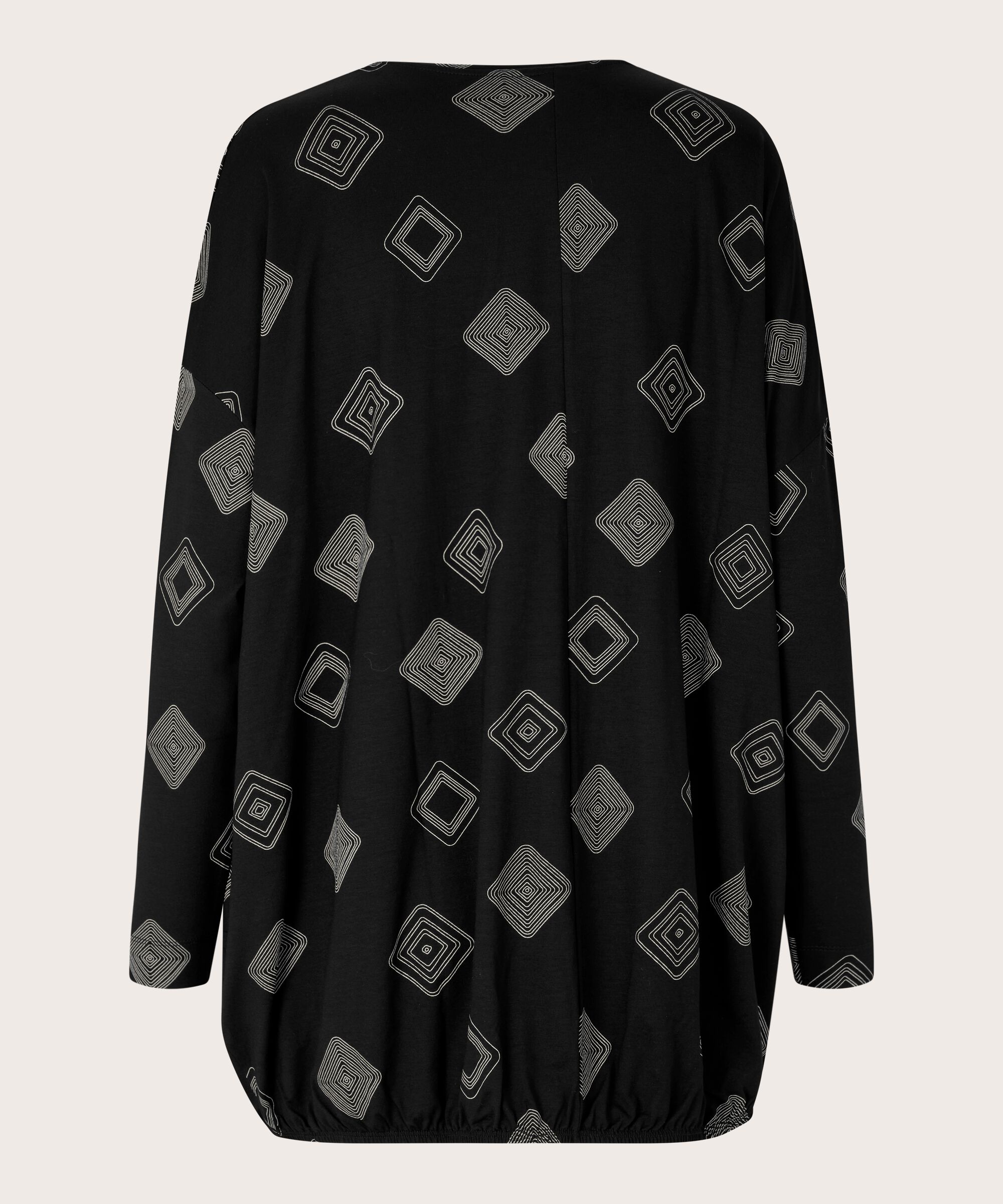 bedrucktes Shirt mit elastischem Saum, Black