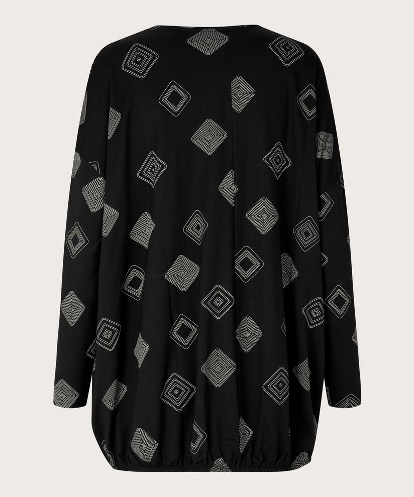 bedrucktes Shirt mit elastischem Saum, Black