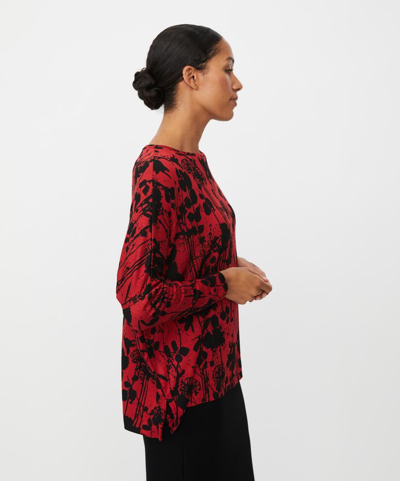geblümtes Oversize-Top mit schmalen Ärmeln, Scarlet Sage