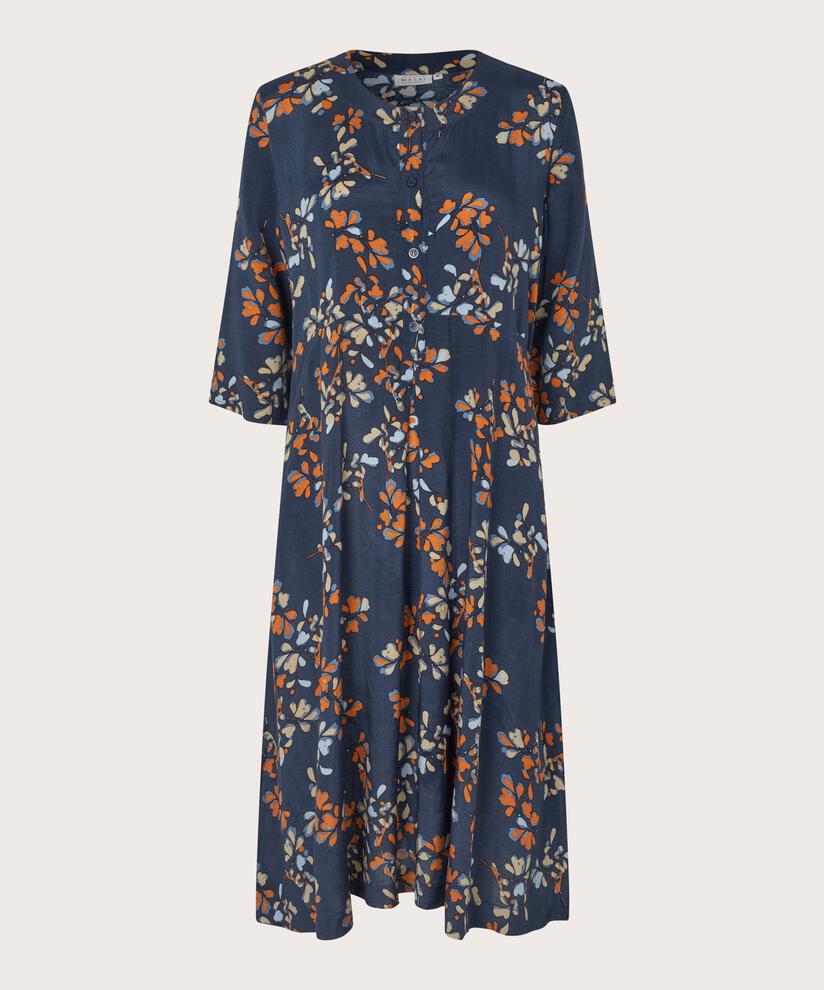 geblümtes Viskosekleid mit 3/4-Ärmeln, Autumnal