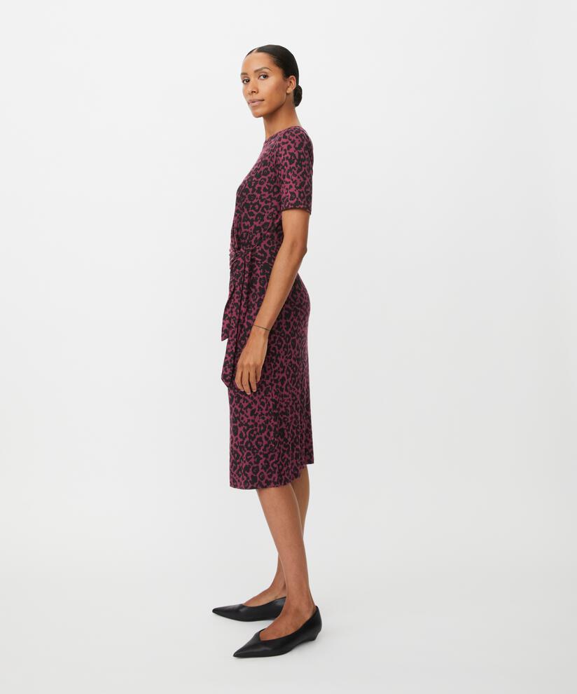 bedrucktes Jerseykleid mit Wickeleffekt, Tawny Port