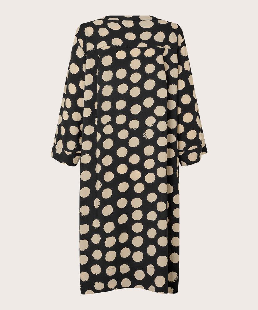 Bedrucktes Viskosekleid mit V-Ausschnitt und Eingrifftaschen, Black