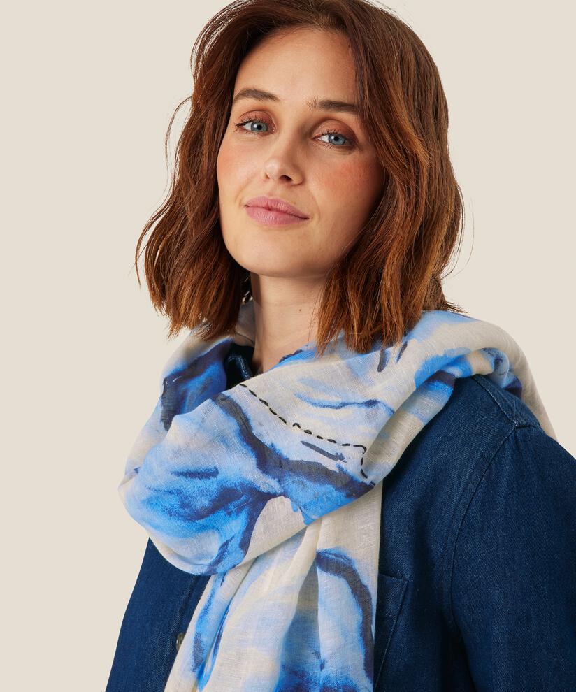 gemusterter Schal aus Baumwollmischung, Powder Blue