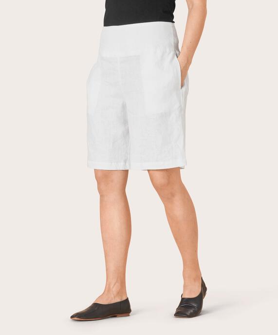 Leinenshorts Mit Gesmoktem Gummizug Hinten, White