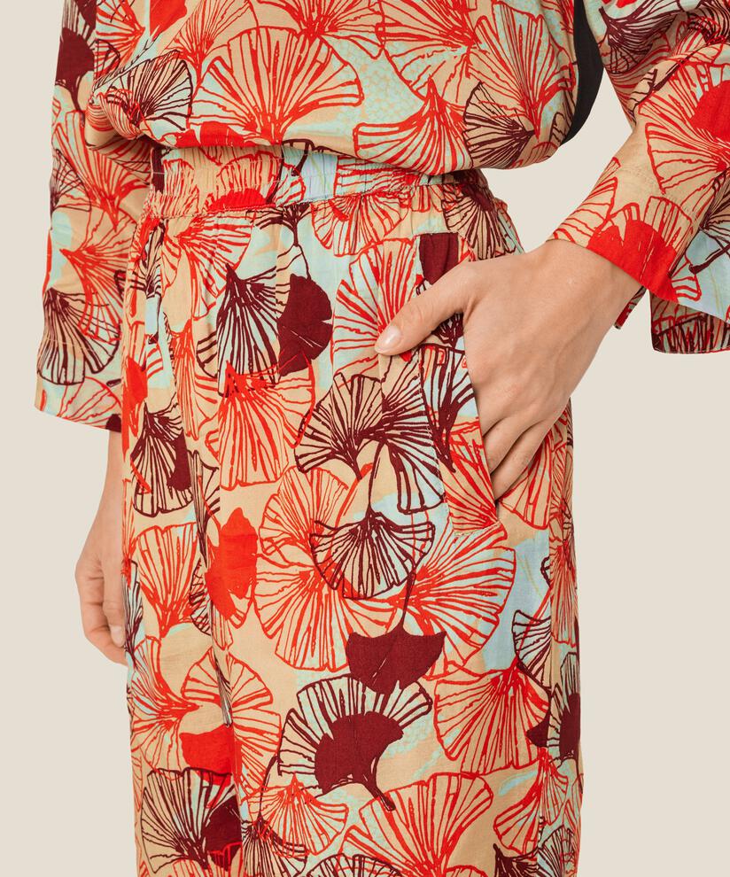 Gemusterte Viskosehose mit elastischem Bund, Poinciana