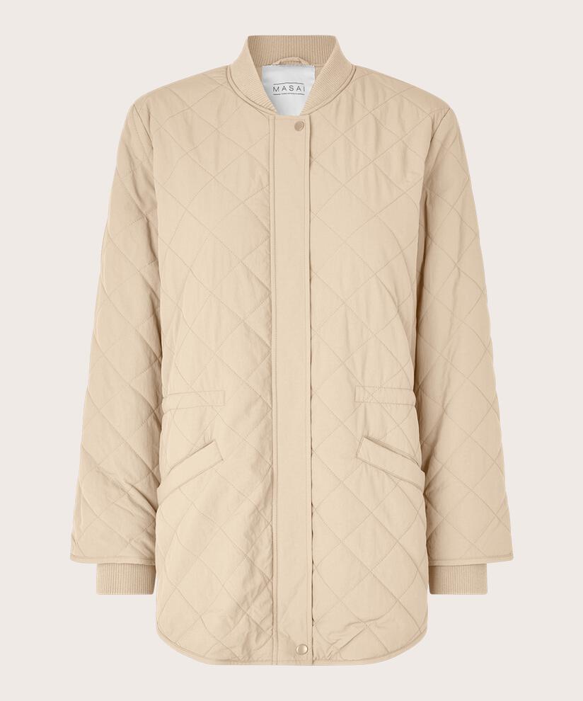 Steppjacke mit Rippdetails und Eingrifftaschen, Oyster White