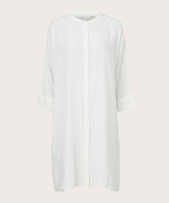 Hemdblusenkleid Aus Viskose Mit Dreiviertelärmeln, Cream