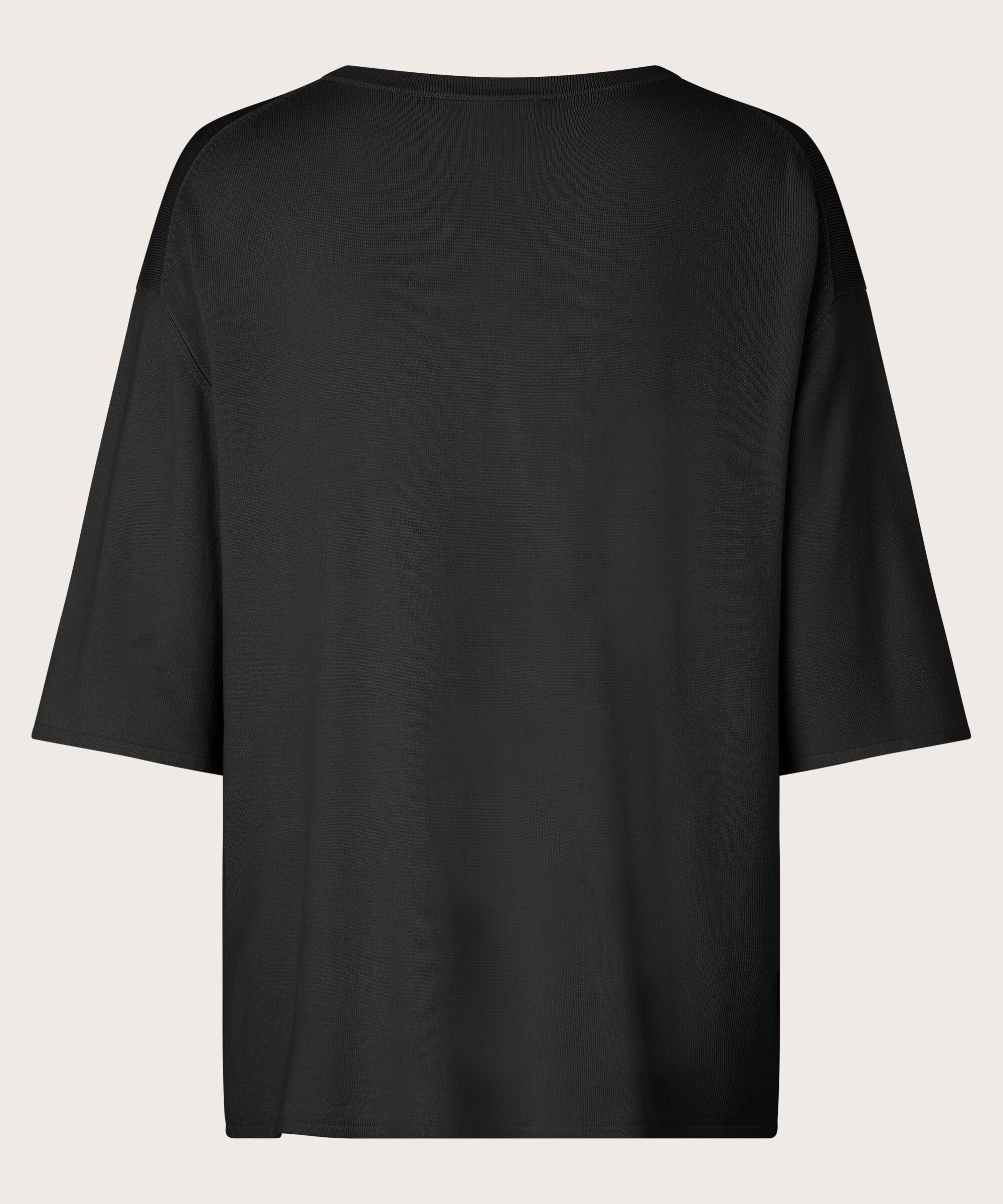 Strickpullover mit kurzen Ärmeln, Black