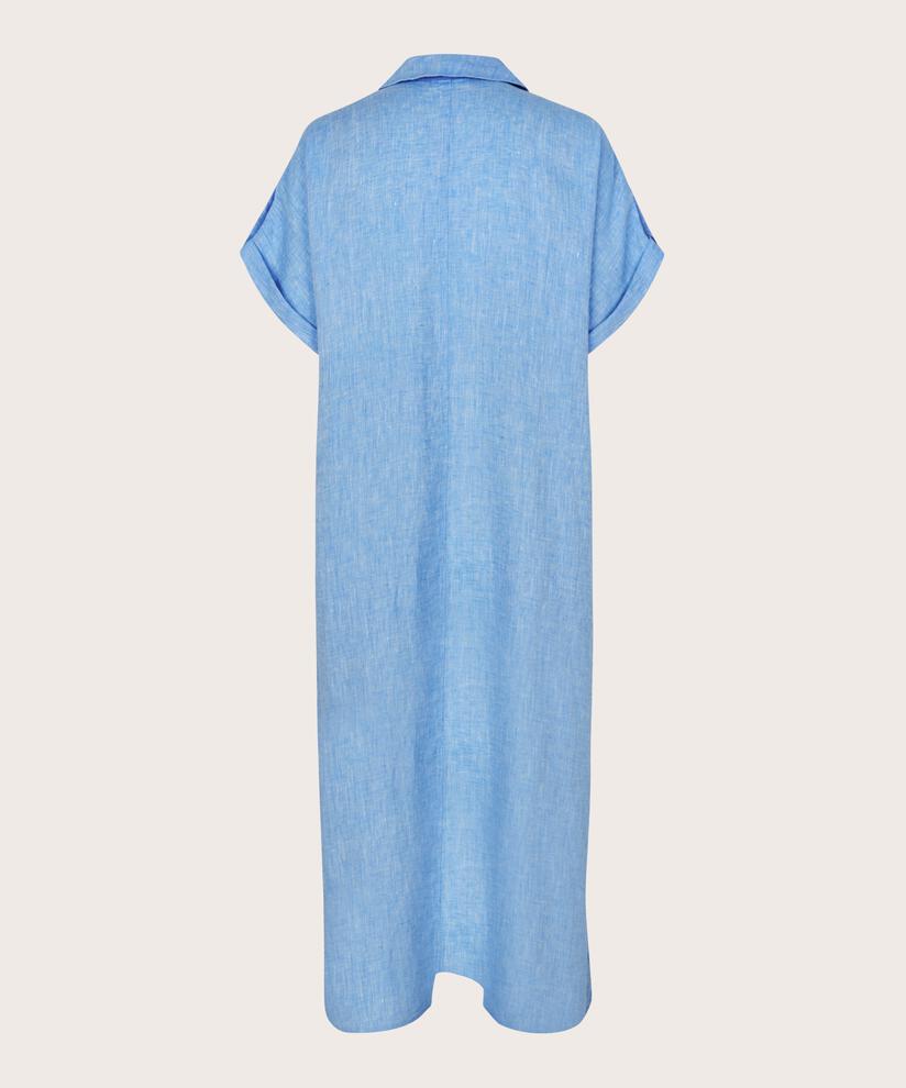 Langes Leinenkleid mit Kragen und Seitenschlitz, Marina