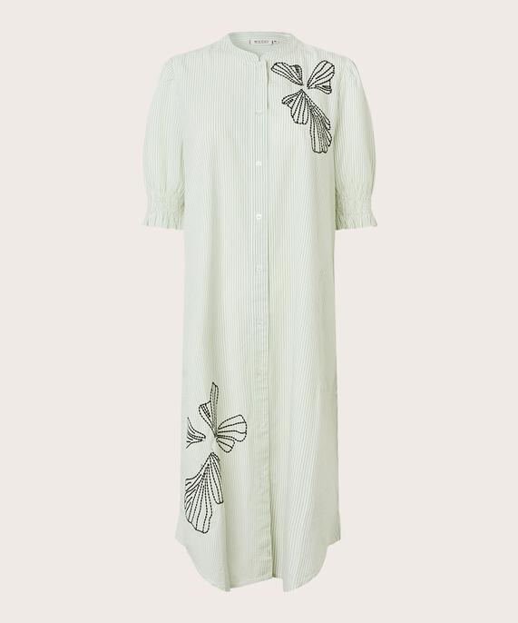 Hemdblusenkleid aus Baumwolle mit Stickerei, Frosty Green