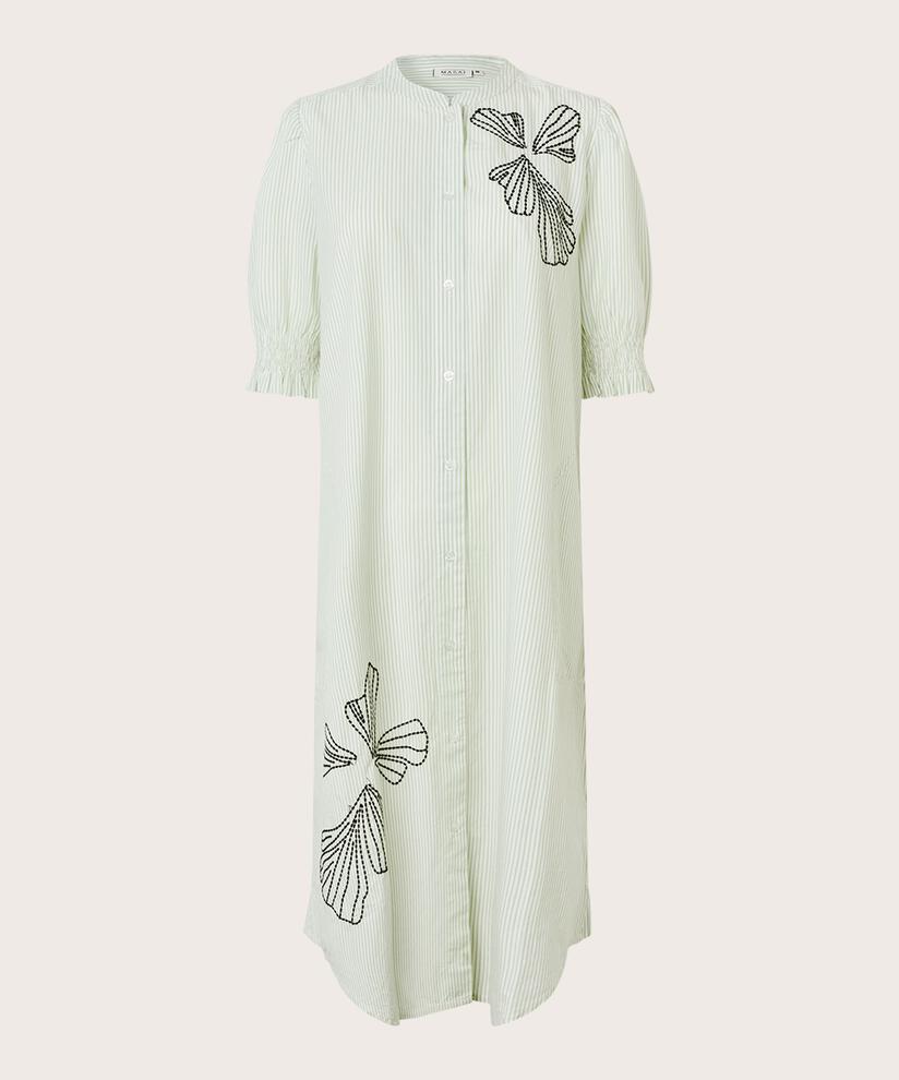 Hemdblusenkleid aus Baumwolle mit Stickerei, Frosty Green