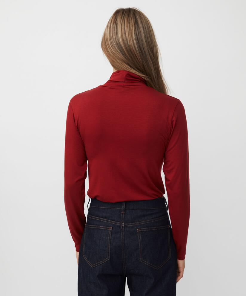Rollkragenbluse Aus Weichem Jersey, Red Dahlia
