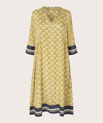 Viskosekleid mit Drapierungen am Rücken und Eingrifftaschen, Burnish Gold