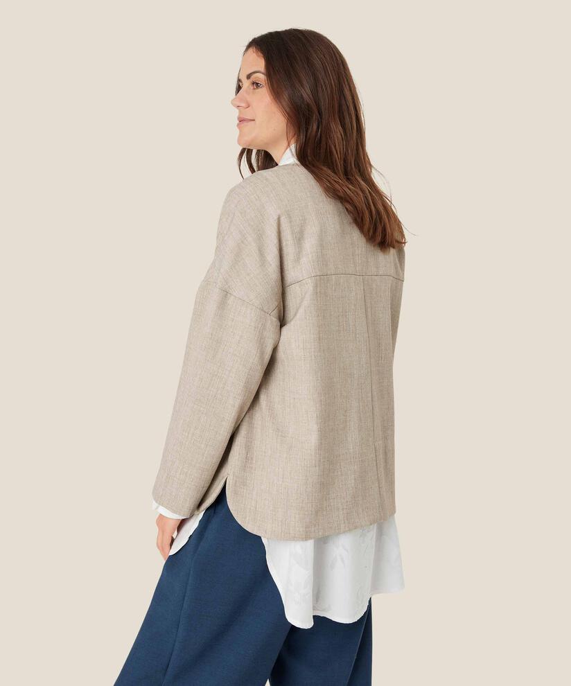 Jacke mit Taschen und versteckten Knöpfen, Beige melange