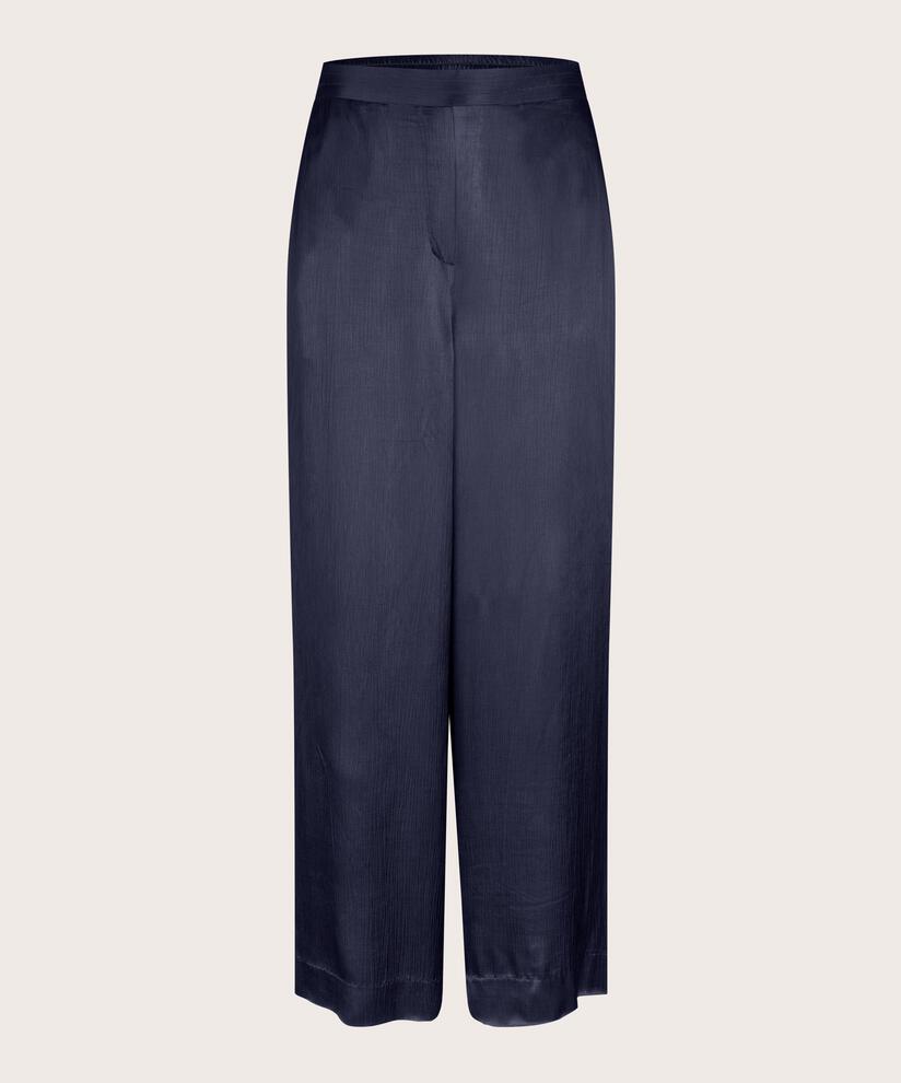 glänzende Viskosehose mit gerippter Oberfläche, Navy Blazer