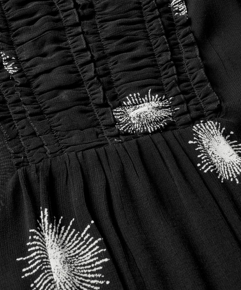 Transparente Viskosebluse mit Rüschendetails, Black