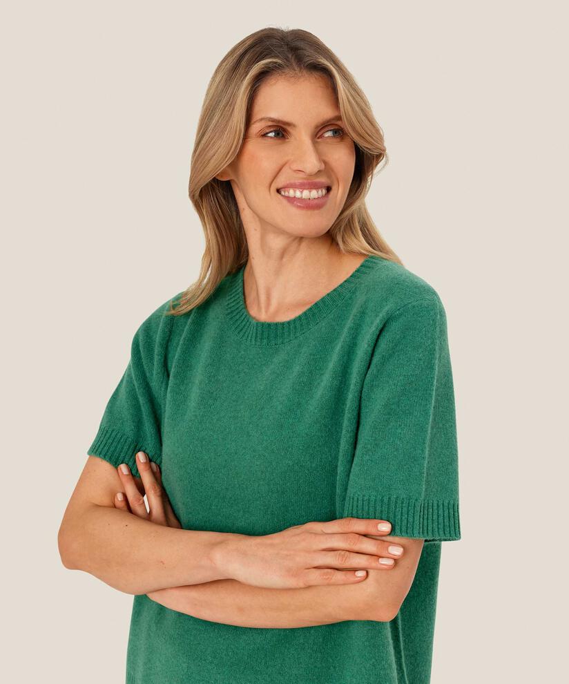 Kurzärmliger Strickpullover aus Wolle, D. Grass Green