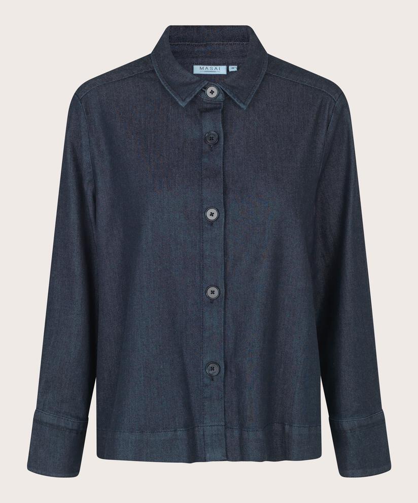 Weiches Jeanshemd mit langen Ärmeln, Dark Denim
