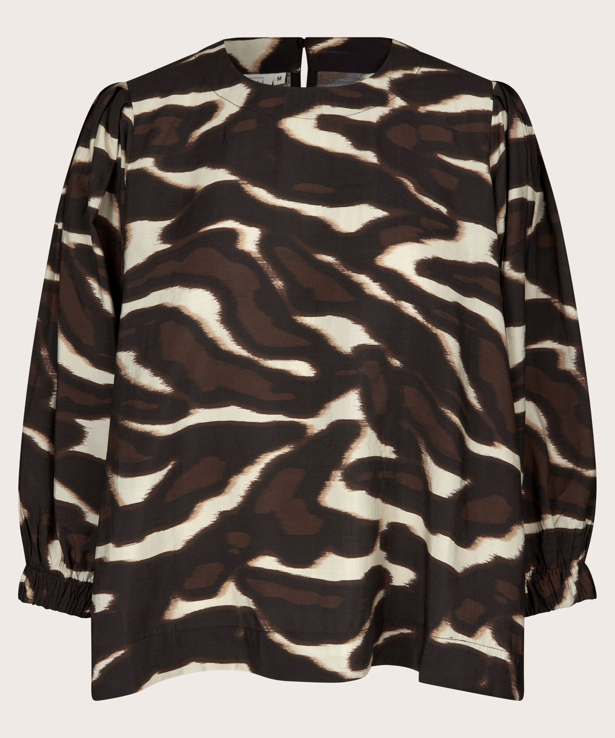 Viskosebluse Mit Rundhalsausschnitt, Coffee Bean