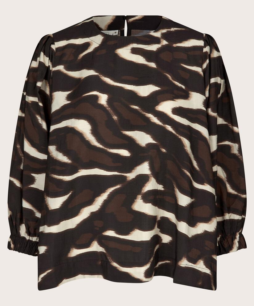 Viskosebluse Mit Rundhalsausschnitt, Coffee Bean