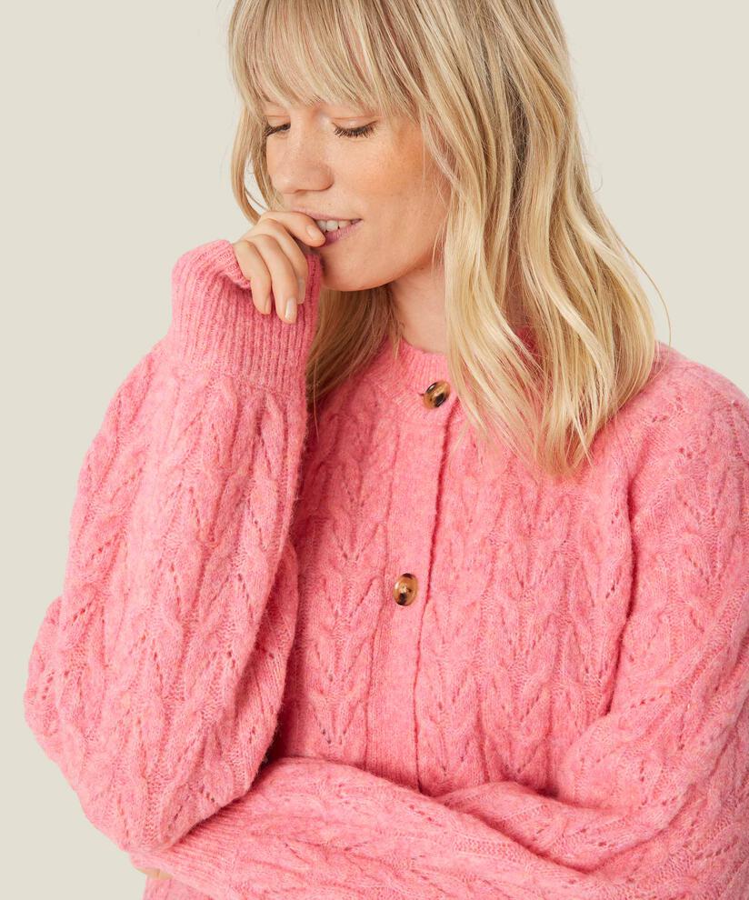 Cardigan mit Lochmuster aus Wollmischung, Confetti