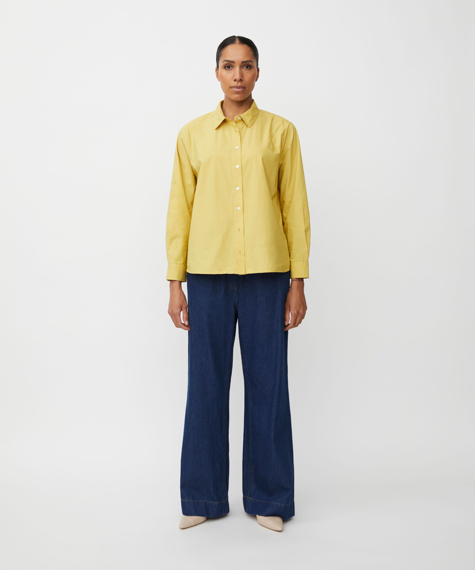 Button-down-hemdbluse Aus Baumwolle, Golden Green