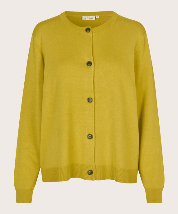 Feinstrick-cardigan Mit Rundhalsausschnitt, Burnish Gold