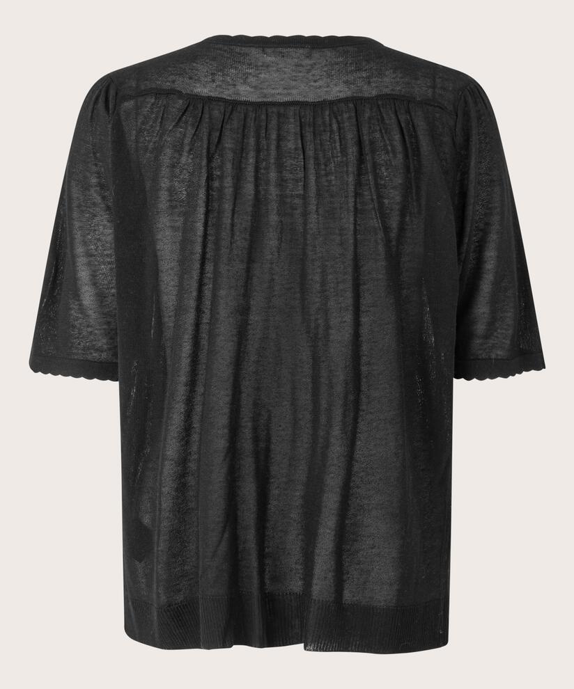 Kurzärmliger Cardigan aus Leinenmischung, Black