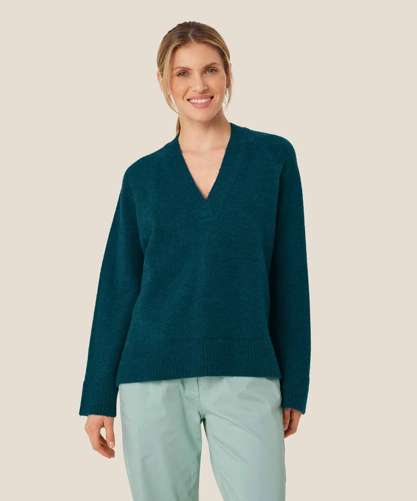 Top aus Wollmischung mit V-Ausschnitt, Reflect Pond