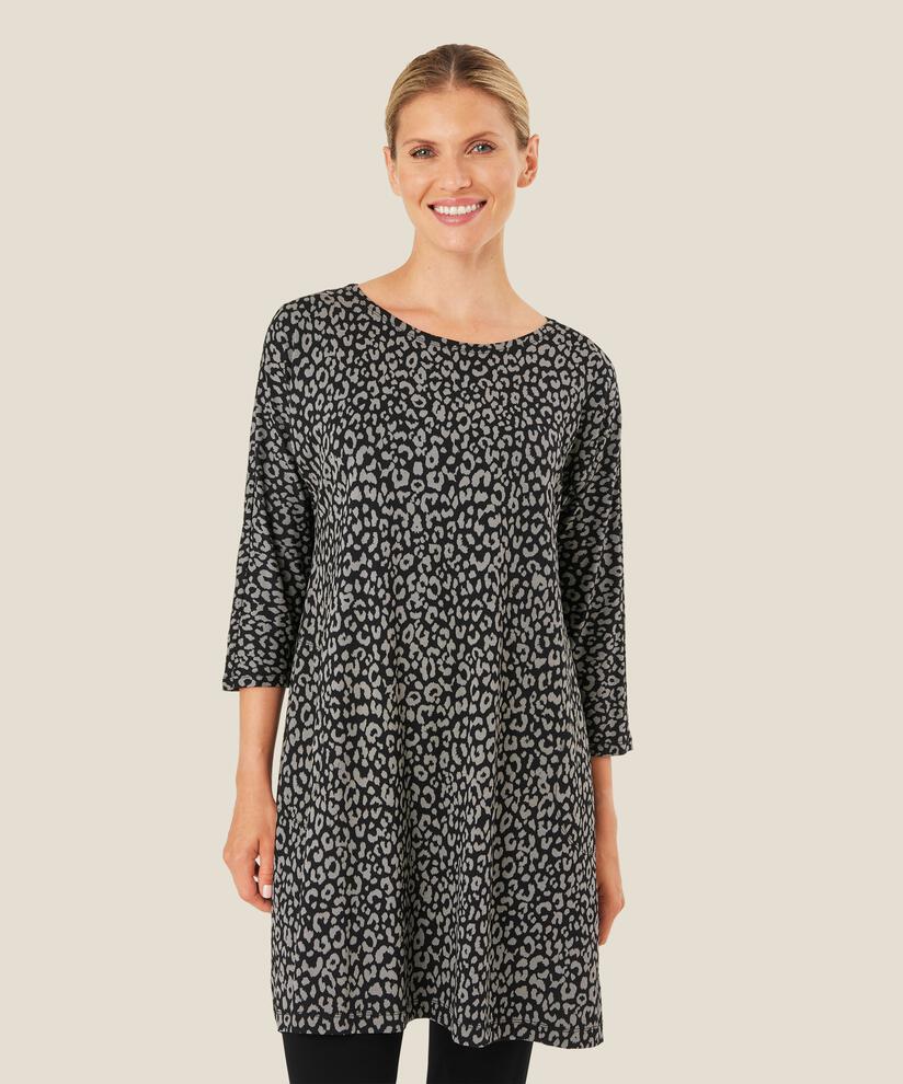 Jersey-Tunika mit Rundhals und Eingrifftaschen, Steel Grey