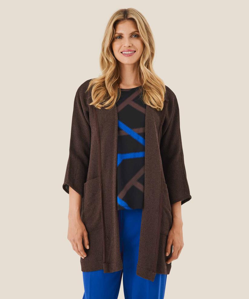 Lange Jacke Aus Bouclé, Coffee Bean