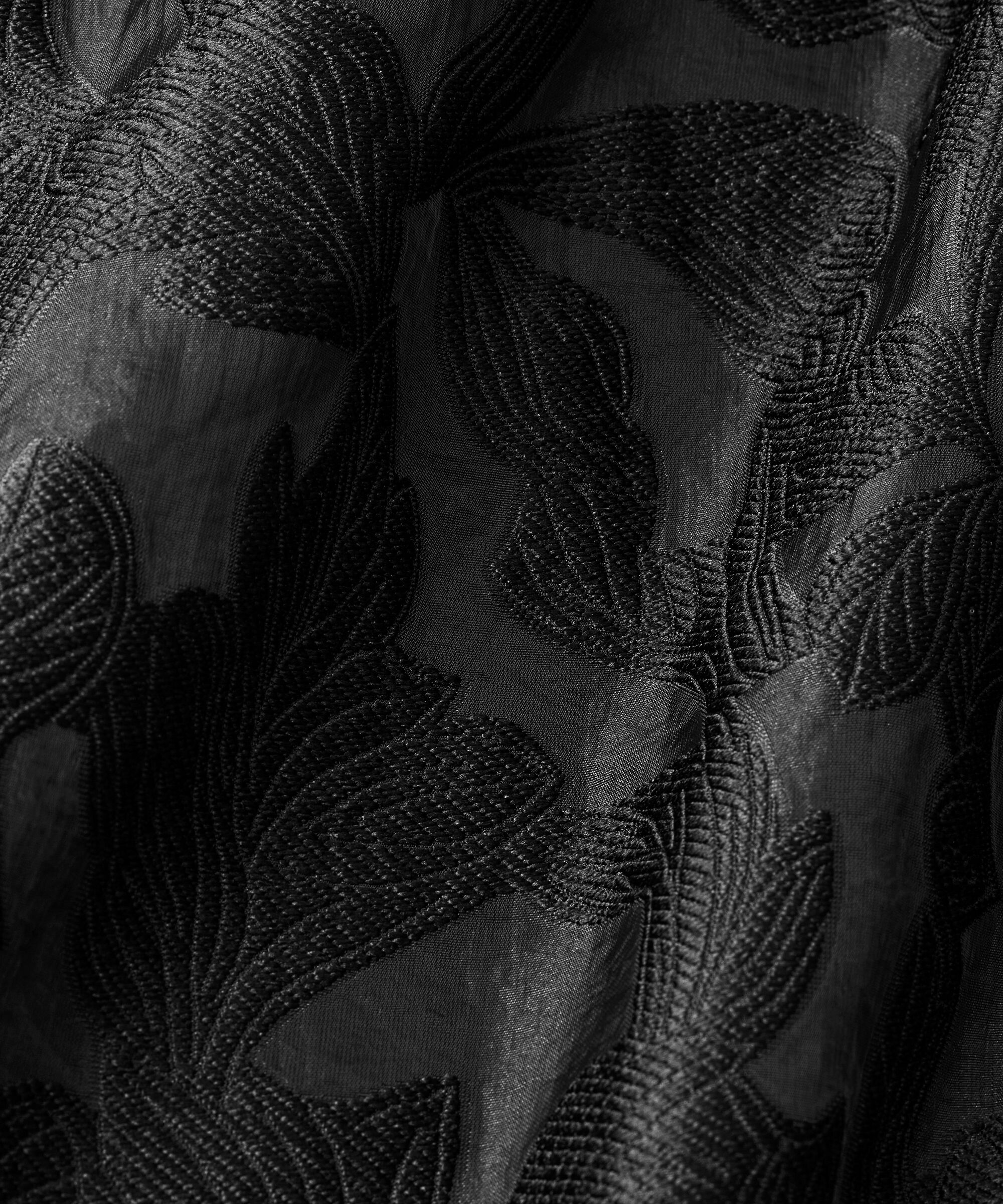 Jacquard-gewebtes Hemdbluse mit drapierter Rückseite, Black