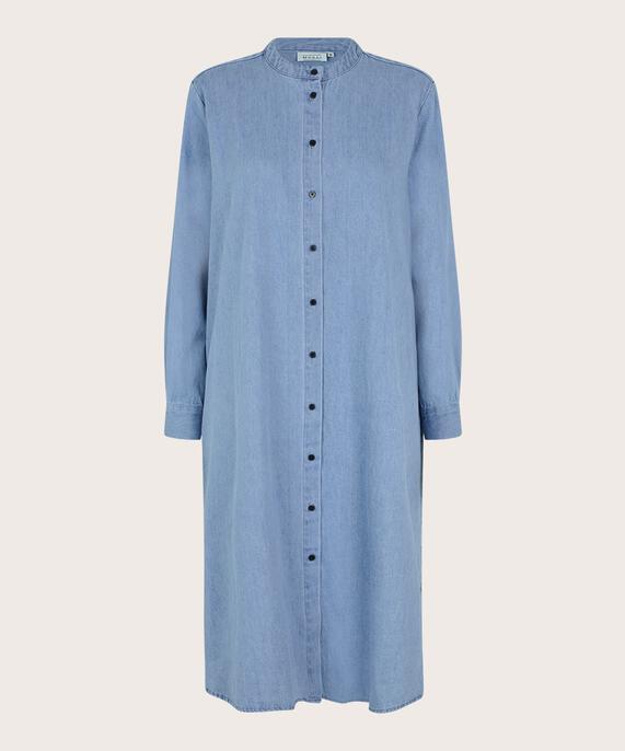Durchgeknöpftes Jeanskleid mit langen Ärmeln, Light Denim