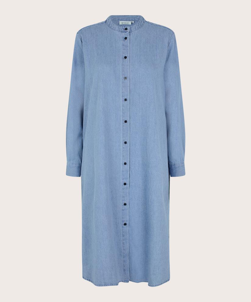 Durchgeknöpftes Jeanskleid mit langen Ärmeln, Light Denim