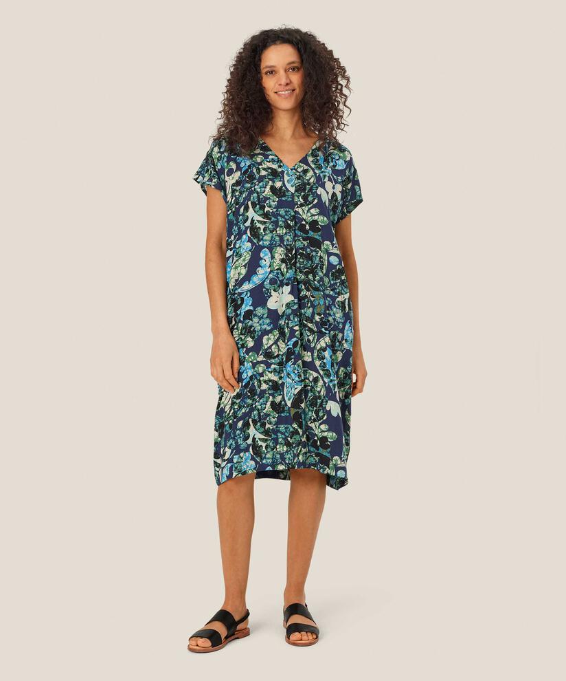 Kleid Aus Bedruckter Viskose Mit V-ausschnitt, Mood Indigo