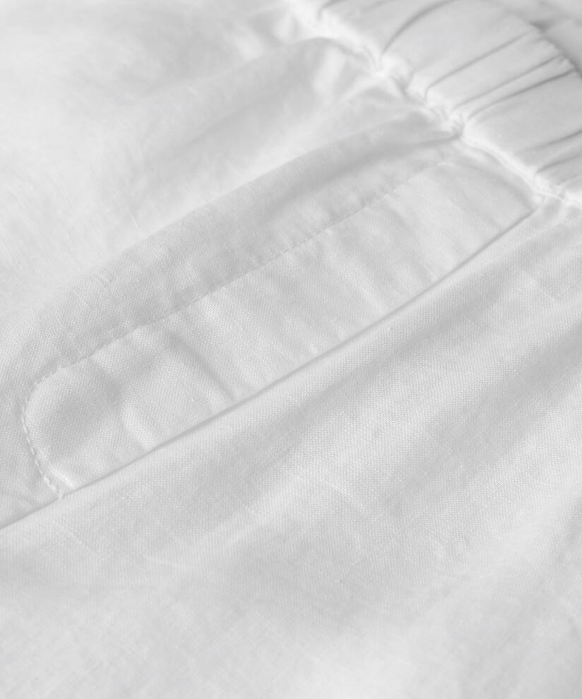 Weite Leinenhose mit elastischem Bund, White