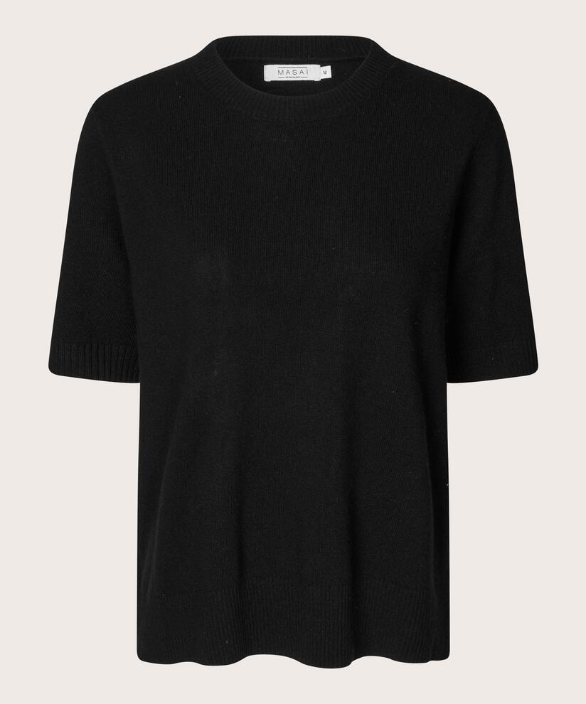 kurzärmliger Pullover aus Wollmischung, Black