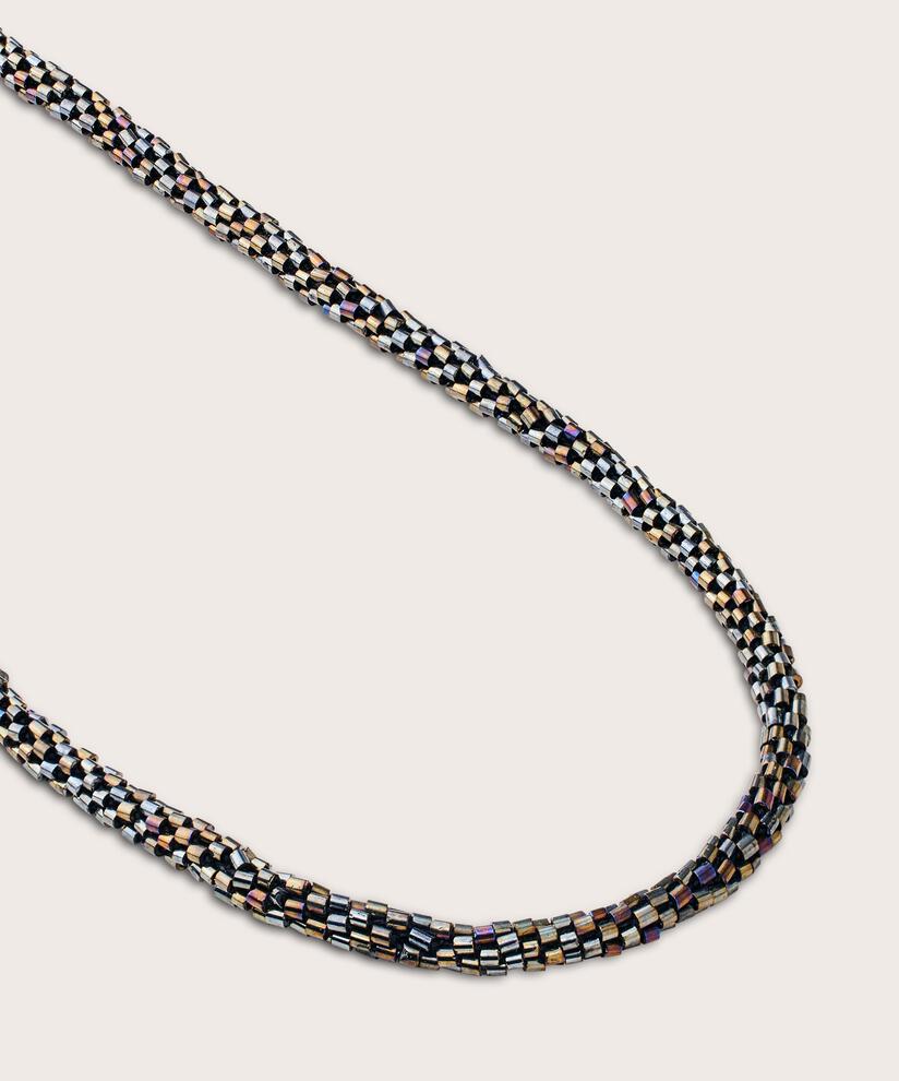 Halskette mit kleinen Glasperlen, Black