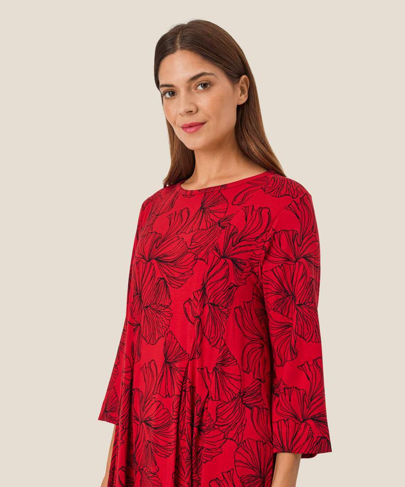 Bedrucktes Jerseykleid mit Falten vorne, Haute Red