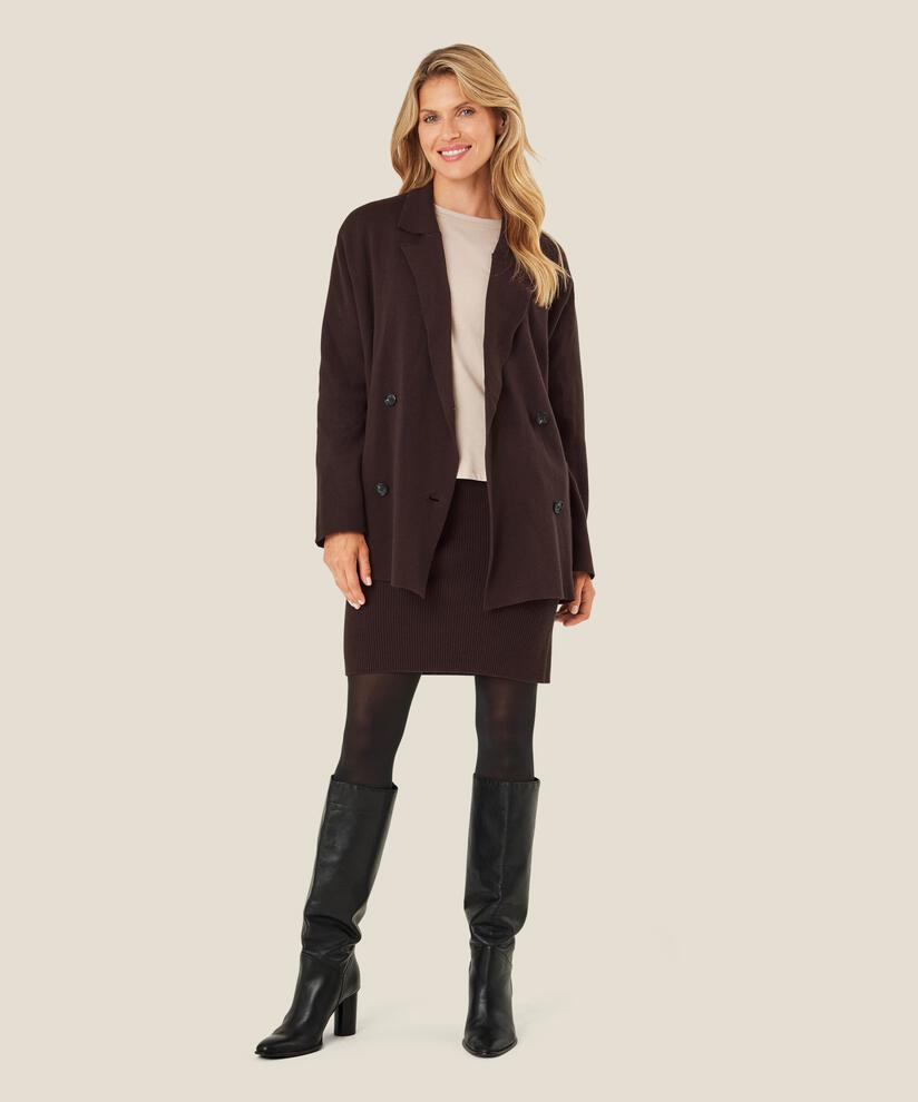 Kurzer Rippstrickrock, Coffee Bean