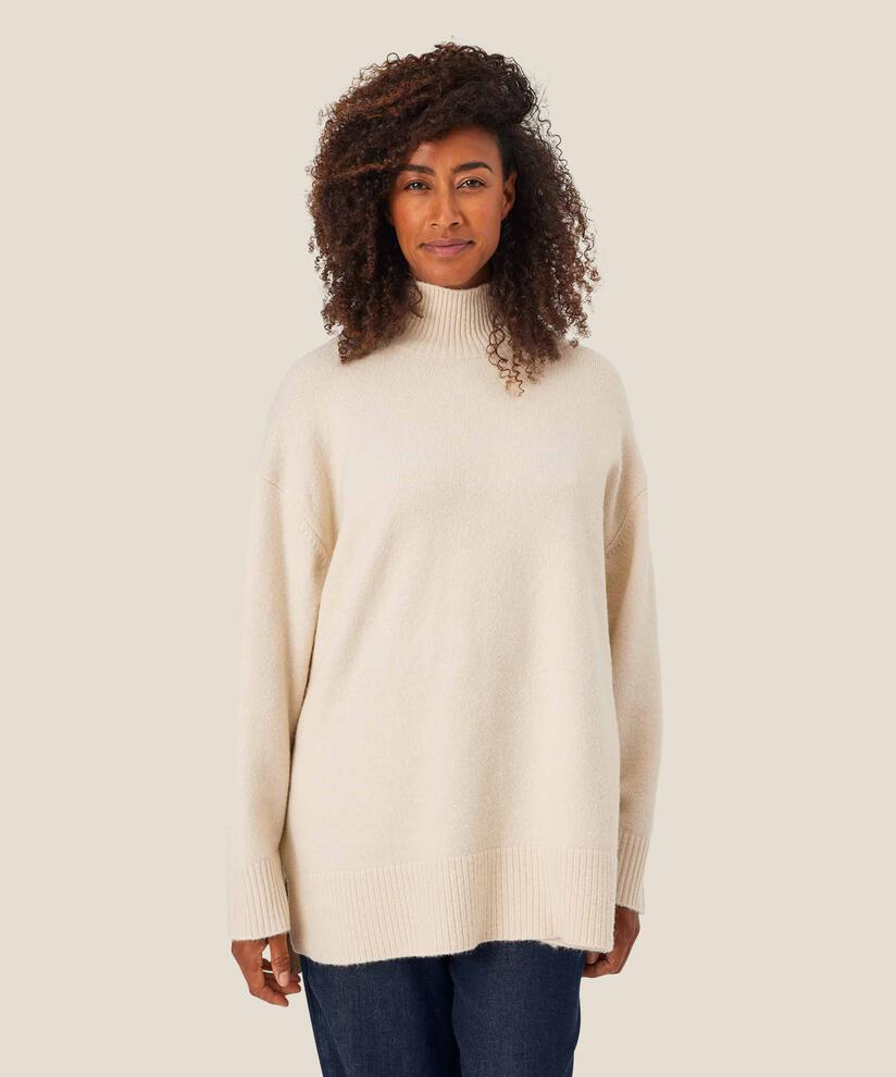 Pullover mit Rollkragen und Seitenschlitz, Whitecap